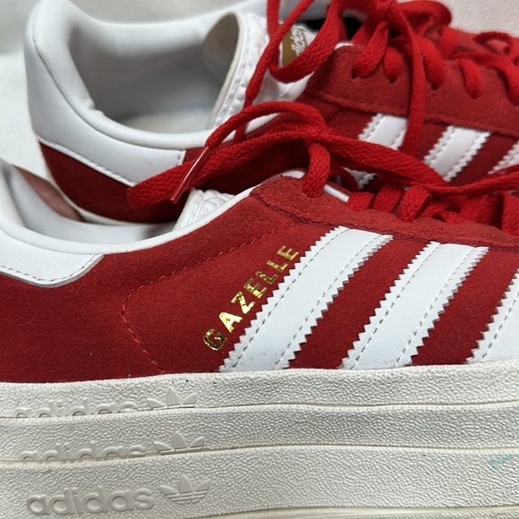 adidas gazelle silver green womens Adidas Women's Triple Platform Core Black / Solar Red Low Top Sneakers